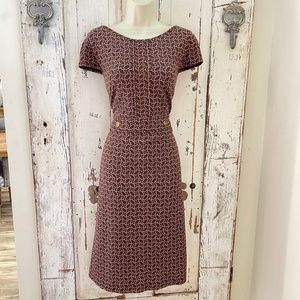 Lilly Pulitzer S'mores Fleur De Lis Dress Size 10 Brown Pink White Floral Womans